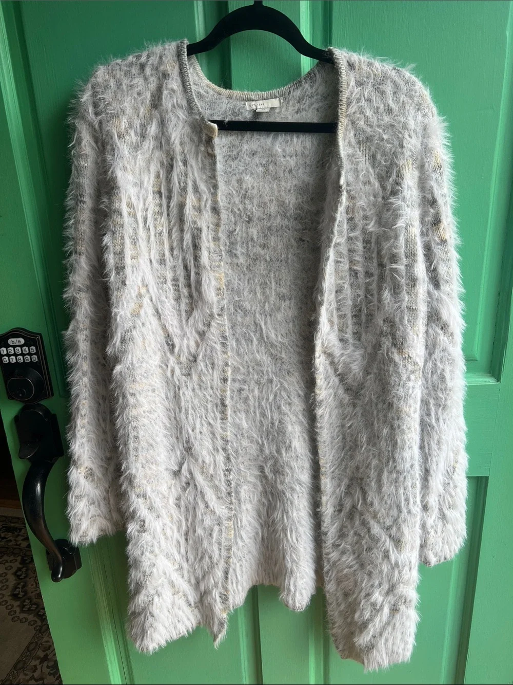 Fuzzy Open-Front Cardigan Sweater by Cato - Light Gray - Medium